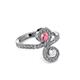 3 - Raene Pink Tourmaline and White Sapphire with Side Diamonds Bypass Ring 