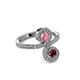 3 - Raene Pink Tourmaline and Ruby with Side Diamonds Bypass Ring 