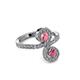 3 - Raene Pink Tourmaline and Rhodolite Garnet with Side Diamonds Bypass Ring 