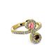 3 - Raene Pink Tourmaline and Red Garnet with Side Diamonds Bypass Ring 