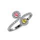 4 - Raene Pink Tourmaline and Yellow Sapphire with Side Diamonds Bypass Ring 