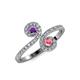 4 - Raene Amethyst and Pink Tourmaline with Side Diamonds Bypass Ring 
