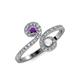 4 - Raene Amethyst and White Sapphire with Side Diamonds Bypass Ring 