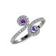 4 - Raene Amethyst and Tanzanite with Side Diamonds Bypass Ring 
