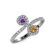4 - Raene Amethyst and Citrine with Side Diamonds Bypass Ring 