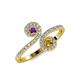 4 - Raene Amethyst and Citrine with Side Diamonds Bypass Ring 