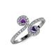 4 - Raene Amethyst and Iolite with Side Diamonds Bypass Ring 
