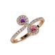 4 - Raene Amethyst and Rhodolite Garnet with Side Diamonds Bypass Ring 