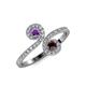 4 - Raene Amethyst and Red Garnet with Side Diamonds Bypass Ring 
