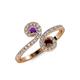 4 - Raene Amethyst and Red Garnet with Side Diamonds Bypass Ring 