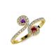 4 - Raene Amethyst and Ruby with Side Diamonds Bypass Ring 
