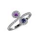 4 - Raene Amethyst and Blue Sapphire with Side Diamonds Bypass Ring 