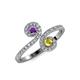 4 - Raene Amethyst and Yellow Sapphire with Side Diamonds Bypass Ring 