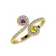 4 - Raene Amethyst and Yellow Sapphire with Side Diamonds Bypass Ring 