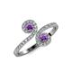 4 - Raene Amethyst with Side Diamonds Bypass Ring 