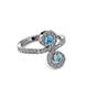 3 - Raene Blue Topaz and Aquamarine with Side Diamonds Bypass Ring 