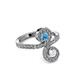 3 - Raene Blue Topaz and White Sapphire with Side Diamonds Bypass Ring 