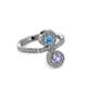 3 - Raene Blue Topaz and Tanzanite with Side Diamonds Bypass Ring 