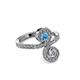 3 - Raene Blue Topaz and Diamond with Side Diamonds Bypass Ring 