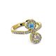 3 - Raene Blue Topaz and Diamond with Side Diamonds Bypass Ring 