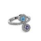 3 - Raene Blue Topaz and Iolite with Side Diamonds Bypass Ring 