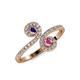 4 - Raene Iolite and Pink Sapphire with Side Diamonds Bypass Ring 
