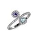 4 - Raene Iolite and Aquamarine with Side Diamonds Bypass Ring 