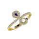 4 - Raene Iolite and White Sapphire with Side Diamonds Bypass Ring 