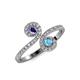 4 - Raene Iolite and Blue Topaz with Side Diamonds Bypass Ring 