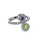 3 - Raene Iolite and Peridot with Side Diamonds Bypass Ring 