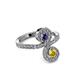 3 - Raene Iolite and Yellow Sapphire with Side Diamonds Bypass Ring 