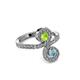 3 - Raene Peridot and Aquamarine with Side Diamonds Bypass Ring 