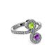 3 - Raene Peridot and Amethyst with Side Diamonds Bypass Ring 