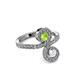 3 - Raene Peridot and White Sapphire with Side Diamonds Bypass Ring 