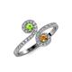 4 - Raene Peridot and Citrine with Side Diamonds Bypass Ring 