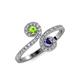4 - Raene Peridot and Iolite with Side Diamonds Bypass Ring 