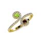 4 - Raene Peridot and Red Garnet with Side Diamonds Bypass Ring 