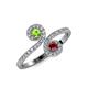 4 - Raene Peridot and Ruby with Side Diamonds Bypass Ring 
