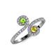 4 - Raene Peridot and Yellow Sapphire with Side Diamonds Bypass Ring 