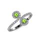 4 - Raene Peridot with Side Diamonds Bypass Ring 