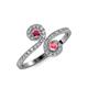 4 - Raene Rhodolite Garnet and Pink Tourmaline with Side Diamonds Bypass Ring 