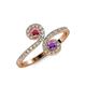 4 - Raene Rhodolite Garnet and Amethyst with Side Diamonds Bypass Ring 