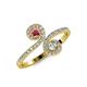 4 - Raene Rhodolite Garnet and Diamond with Side Diamonds Bypass Ring 
