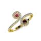 4 - Raene Rhodolite and Red Garnet with Side Diamonds Bypass Ring 