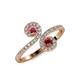 4 - Raene Rhodolite Garnet and Ruby with Side Diamonds Bypass Ring 