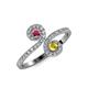 4 - Raene Rhodolite Garnet and Yellow Sapphire with Side Diamonds Bypass Ring 