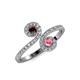 4 - Raene Red Garnet and Pink Tourmaline with Side Diamonds Bypass Ring 