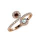4 - Raene Red Garnet and Aquamarine with Side Diamonds Bypass Ring 