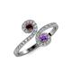 4 - Raene Red Garnet and Amethyst with Side Diamonds Bypass Ring 