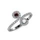 4 - Raene Red Garnet and White Sapphire with Side Diamonds Bypass Ring 